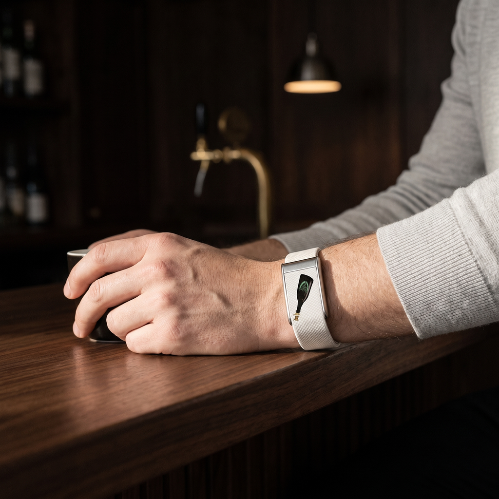 straprr-scene::bracelet-stryvu-dom-perignon 01-lifestyle-a — Bracelet Straprr | Dom Pérignon porte