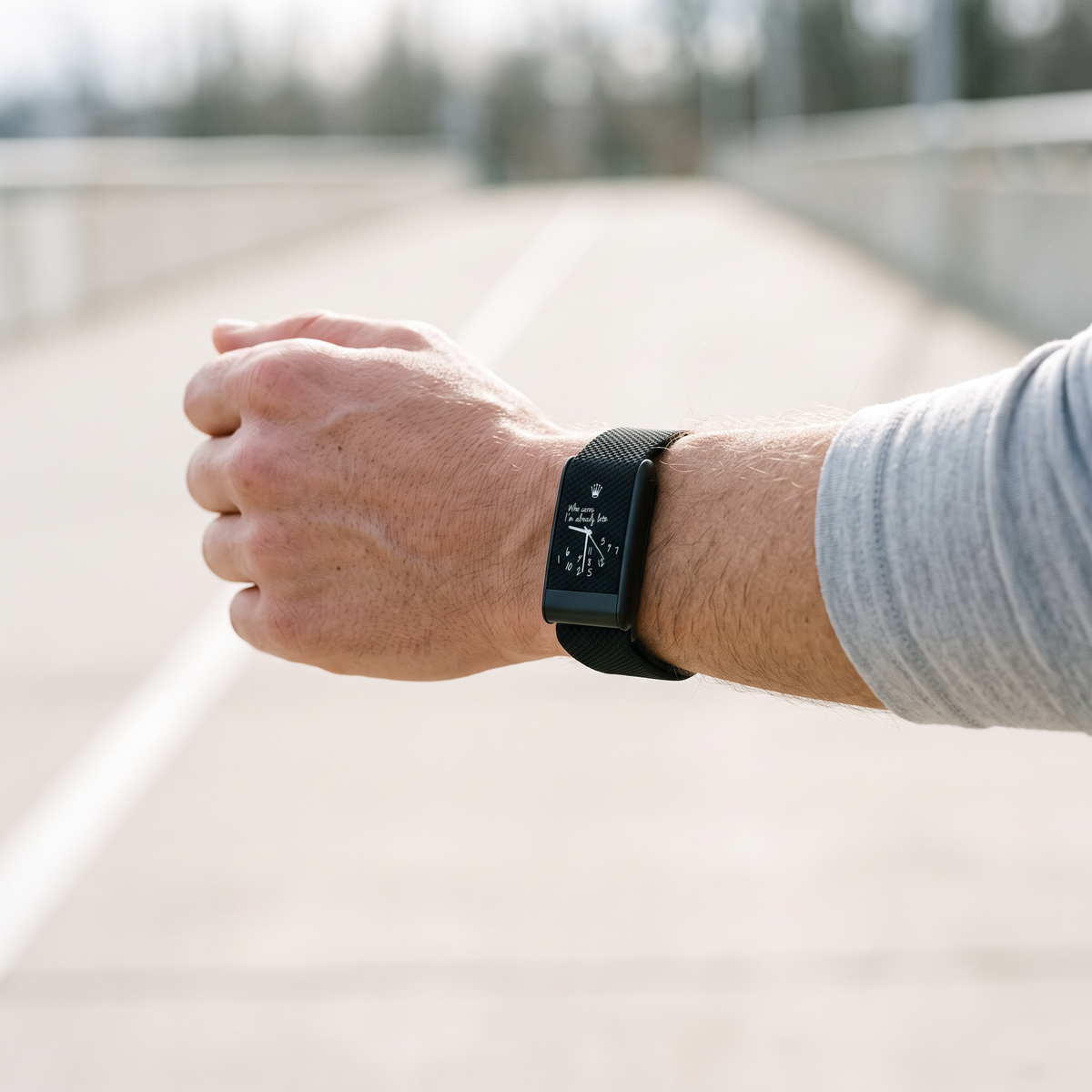straprr-scene::late-black 03-sport — Being late black worn